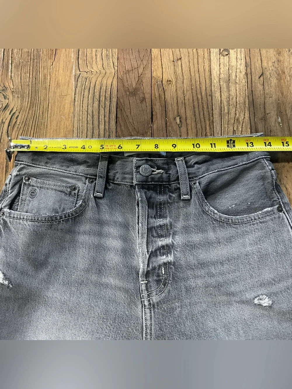 Etica Grey Brandy Long Short High-Rise Denim Bermuda Shorts Size 25 EUC